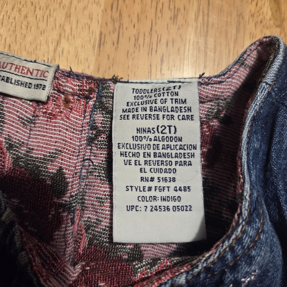 Faded Glory Kids Floral Denim Dress Size 2T - Picture 5 of 9